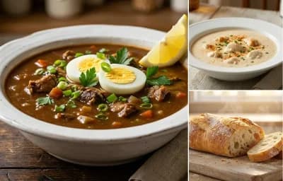 Creole Turtle Soup with She-Crab Soup and French Bread
