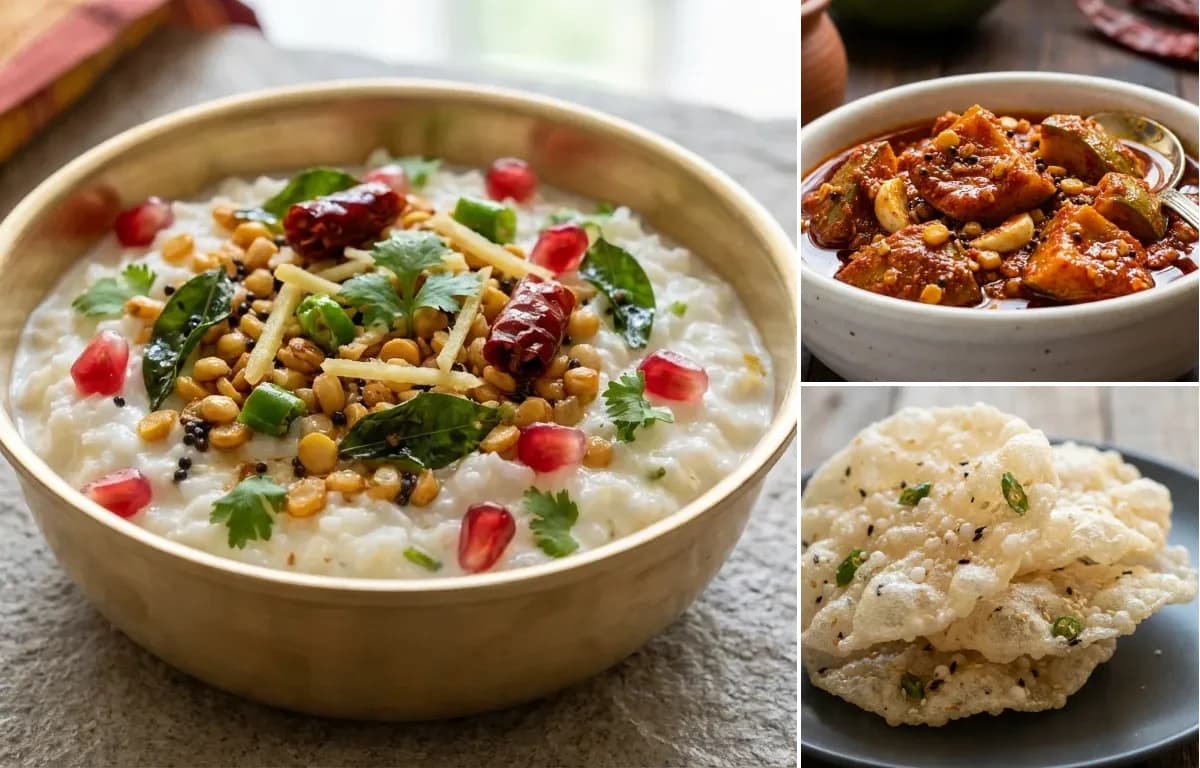 Daddojanam, Avakai Pickle and Biyyam Vadiyalu