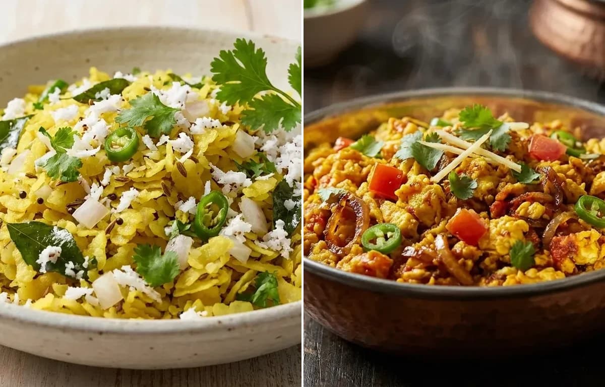 Dadpe Pohe with Anda Bhurji