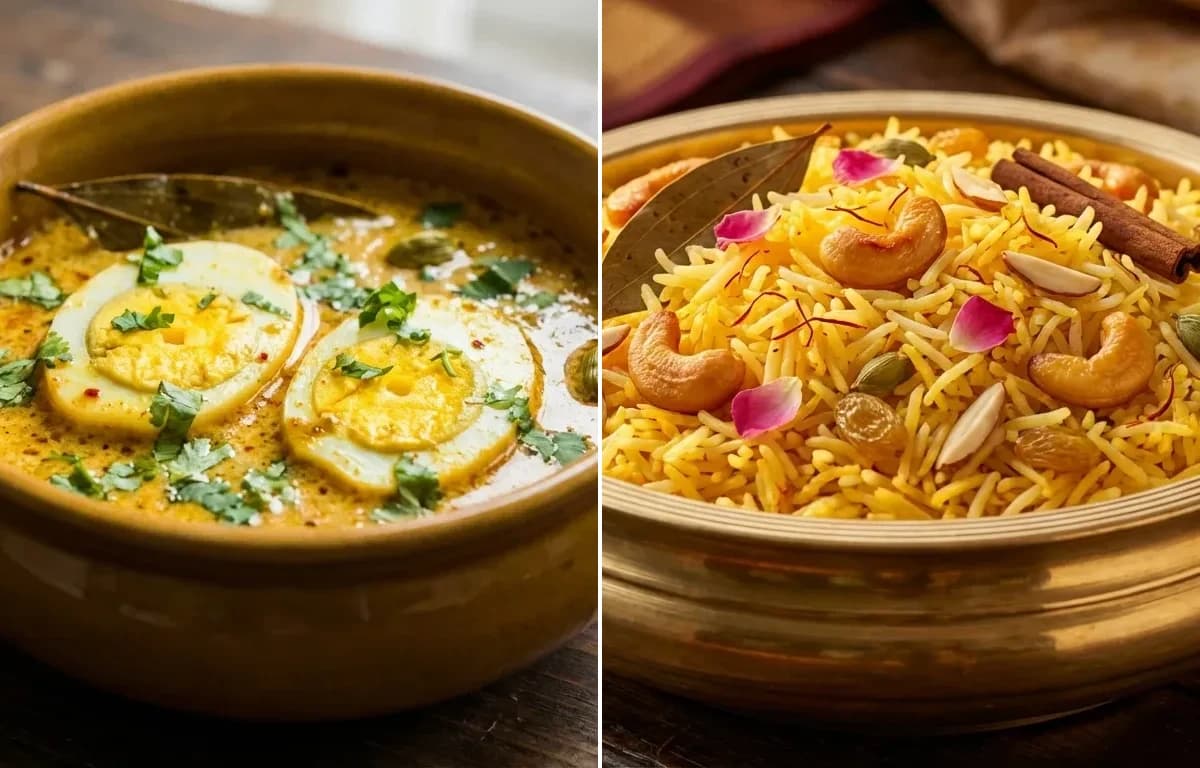 Dahi Anda Curry with Kesar Pulao