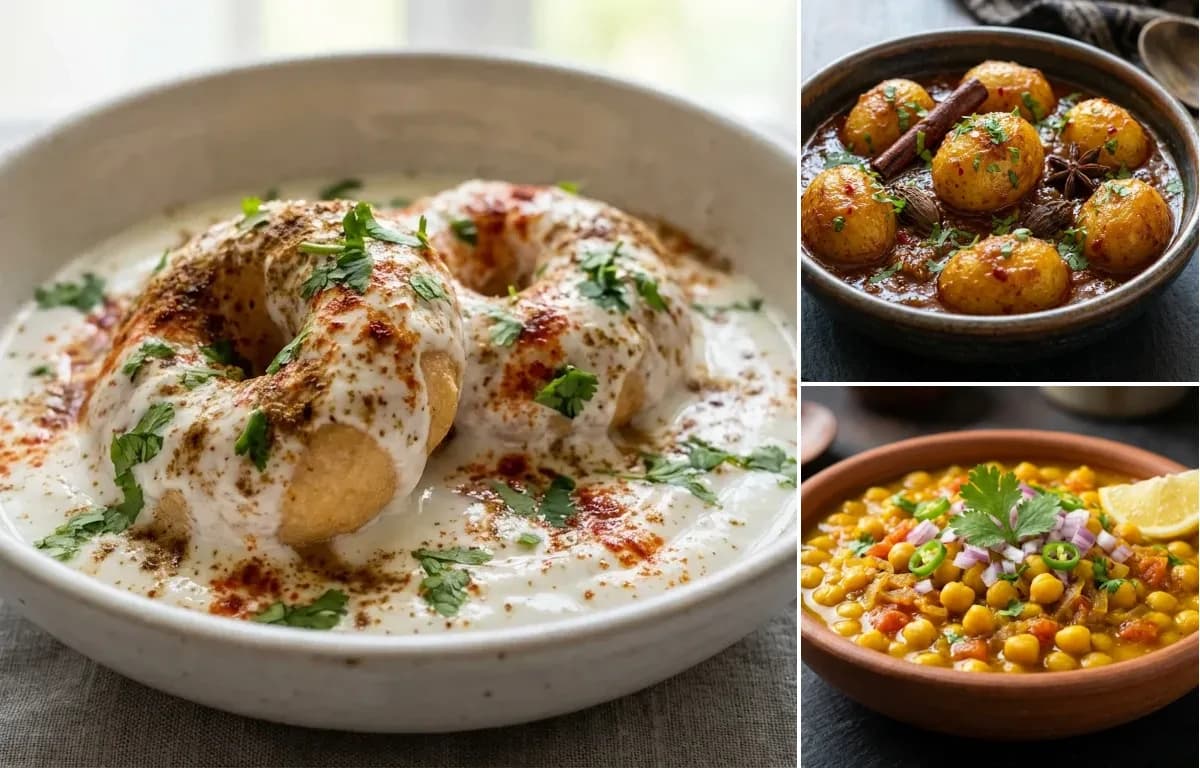 Dahibara, Kashmiri Dum Aloo and Ghuguni