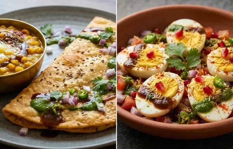 Dal Pakwan with Egg Chaat