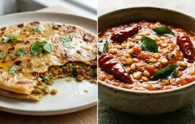 Dal Paratha with Tomato Chutney
