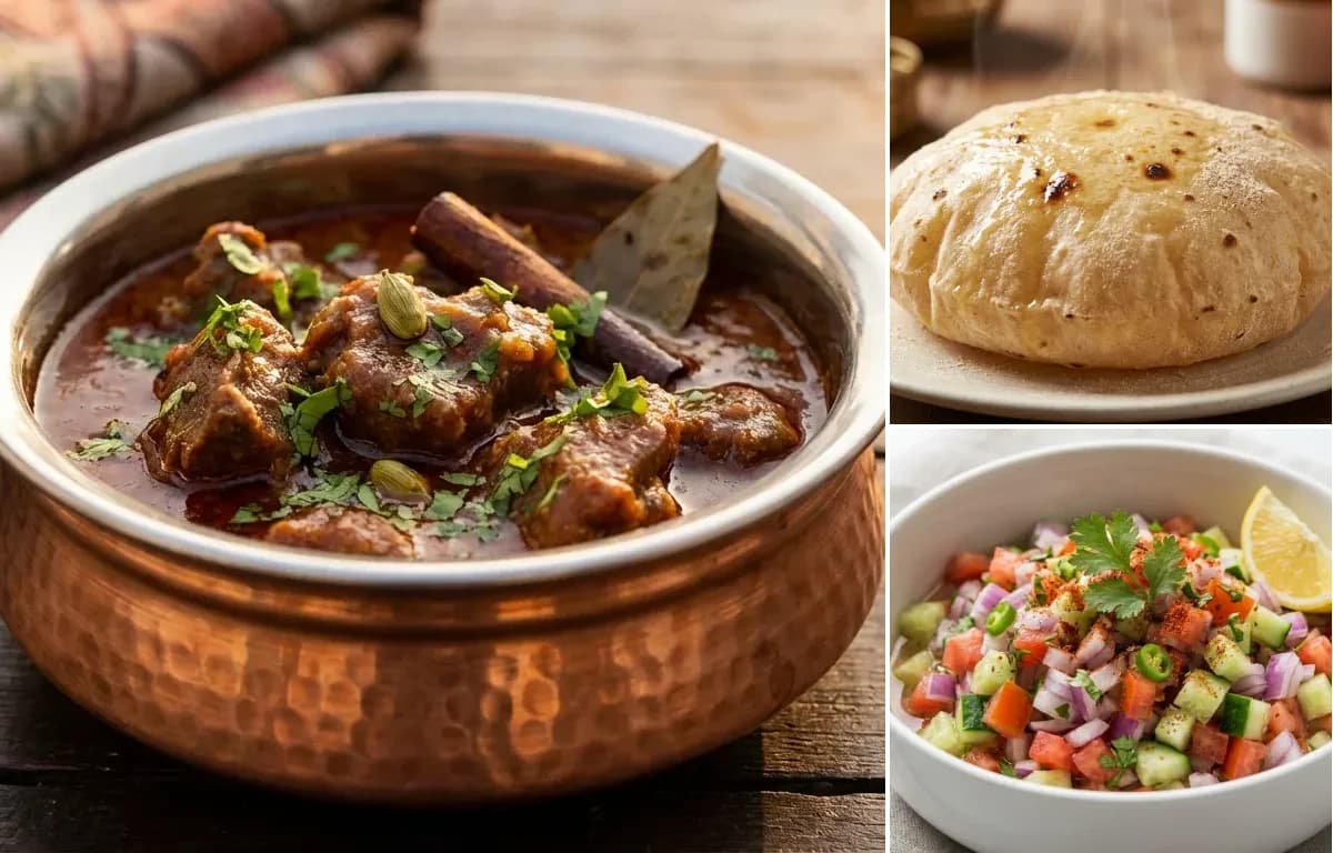 Dhaas Gosht, Phulka and Kachumber Salad