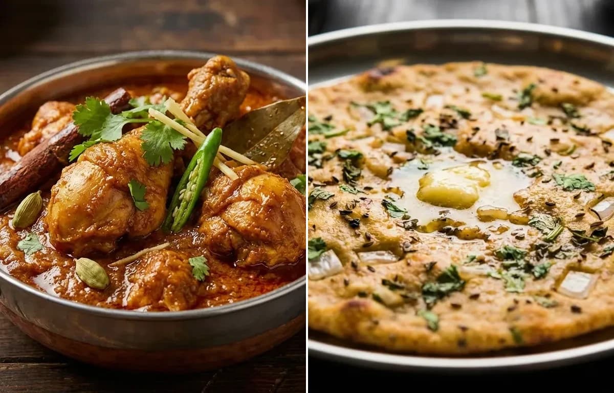 Dhaba Chicken Curry with Missi Roti