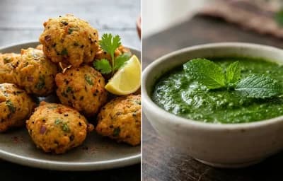 Dhanor Bora with Mint Chutney