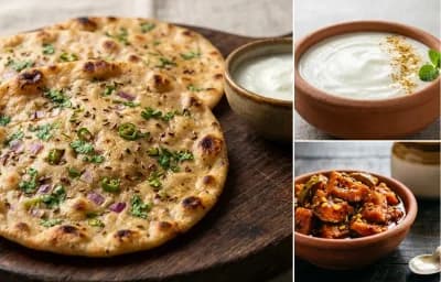 Dhapate with Dahi and Mango Pickle