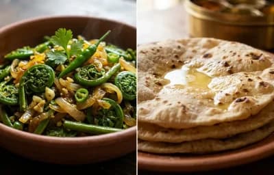 Dhekia Xaak Bhaji with Roti