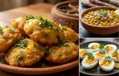 Dhuska with Ghugni and Boiled Egg