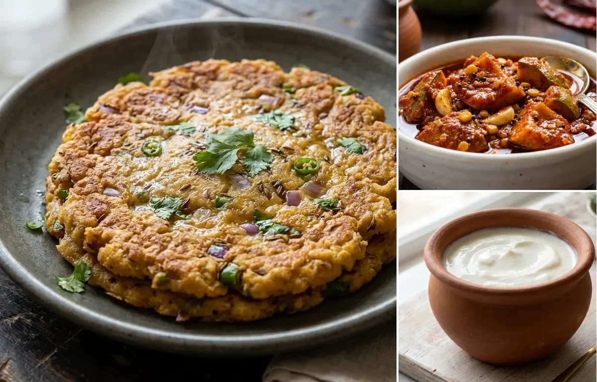 Dibba Rotti, Avakai Pickle and Curd