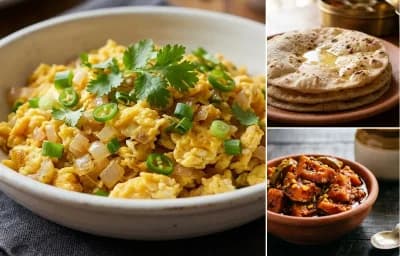Dim Bhaji with Spring Onion with Roti and Mango Pickle