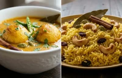 Dimer Malaikari with Basanti Pulao