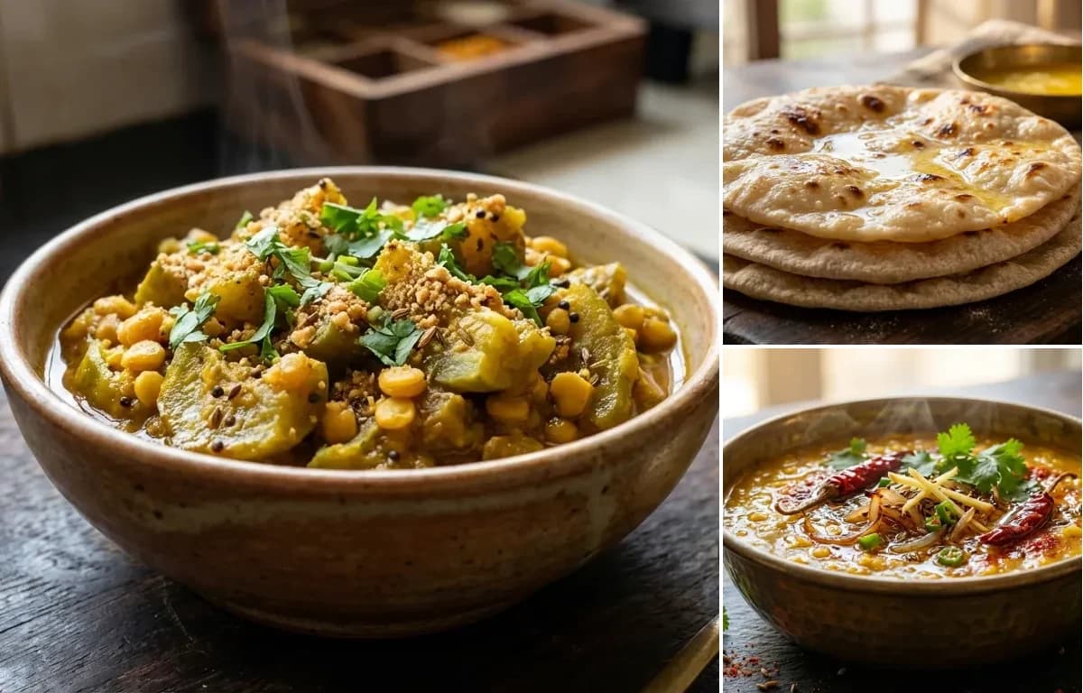 Dodkyachi Bhaji, Chapati and Dal Tadka