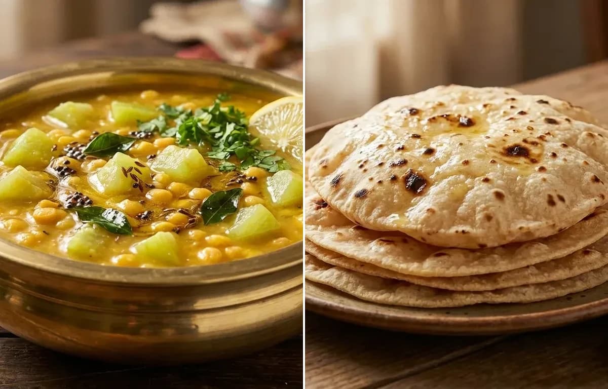Doodhi Chana Dal with Phulka Rotli