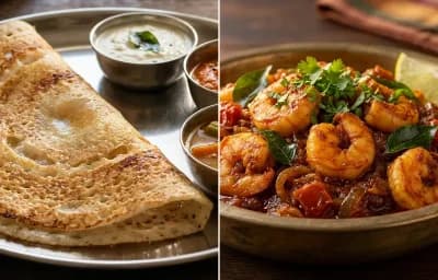 Dosa with Prawn Thokku