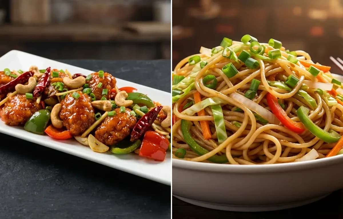 Dragon Chicken with Veg Hakka Noodles