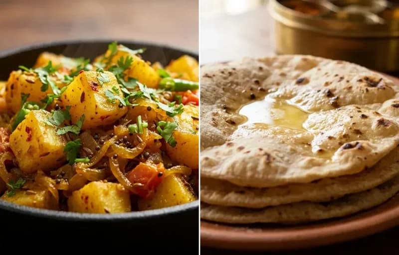 Dry Aloo Sabzi with Roti