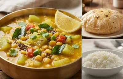 Dudhi Chana Dal with Phulka and Steamed Basmati Rice