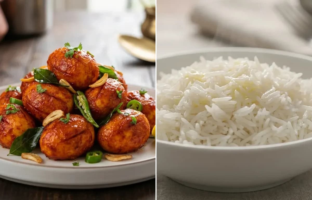 Egg 65 with Steamed Basmati Rice