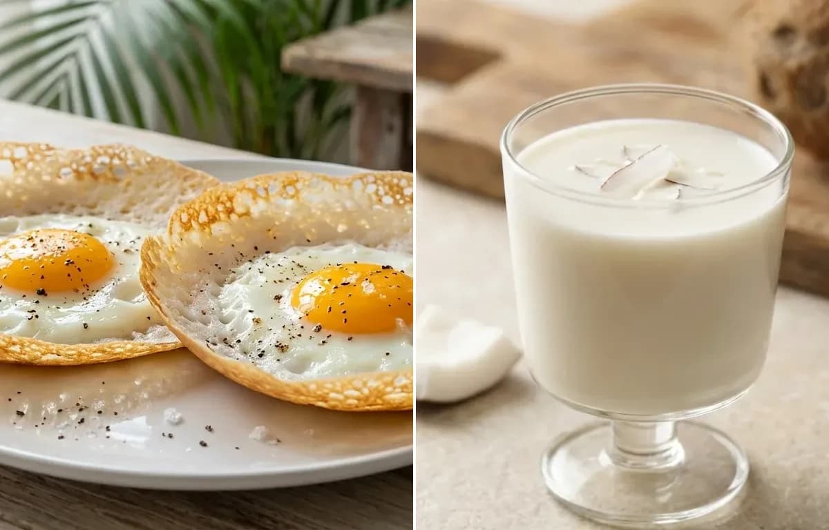 Egg Appam with Coconut Milk