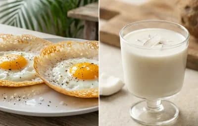 Egg Appam with Coconut Milk