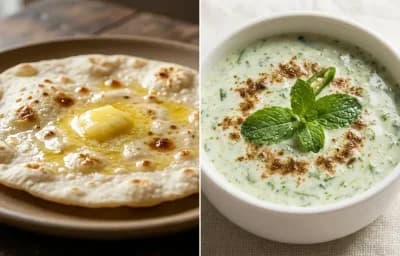 Egg Bhurji Main with Jowar Roti and Mint Raita