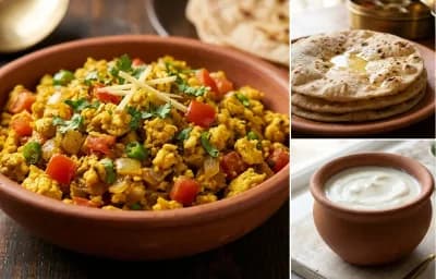 Egg Bhurji with Roti and Curd