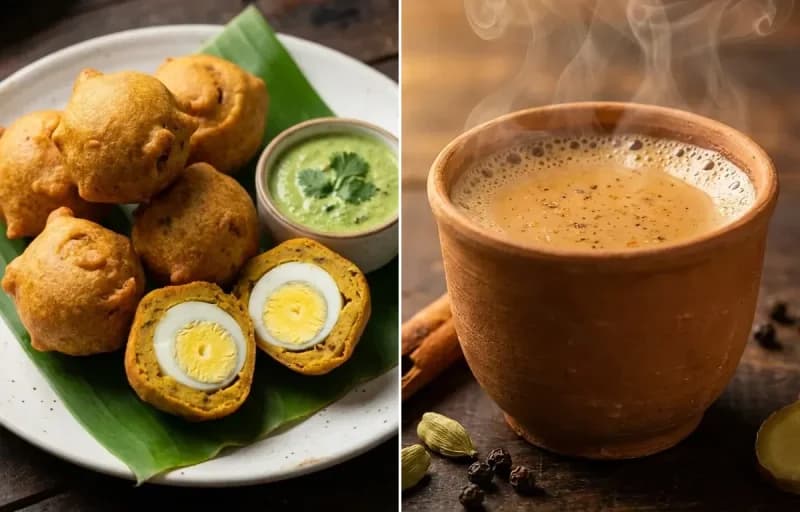 Egg Bonda with Masala Chai