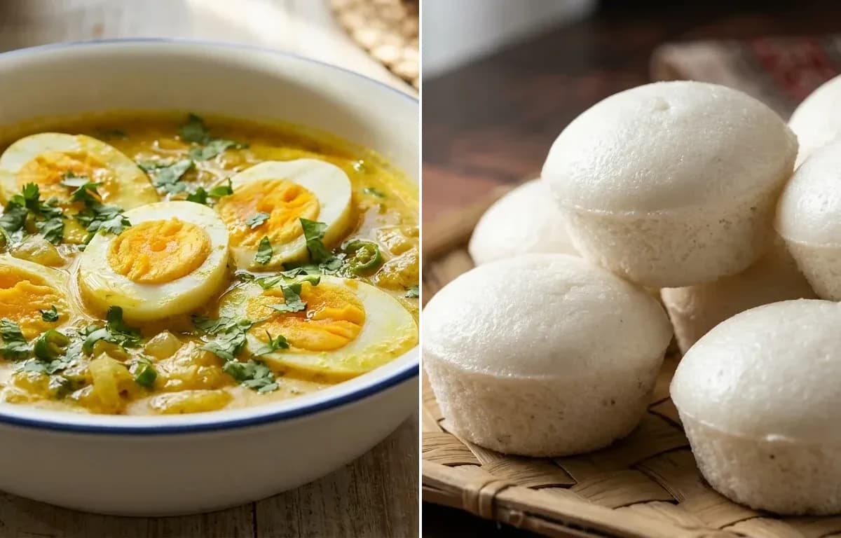 Egg Caldin with Goan Sannas