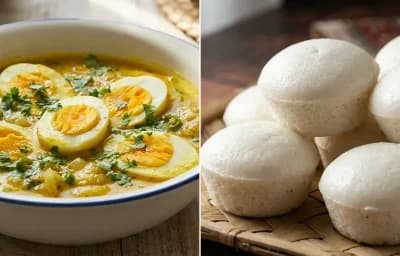 Egg Caldin with Goan Sannas
