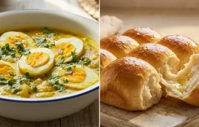 Egg Caldin with Ladi Pav