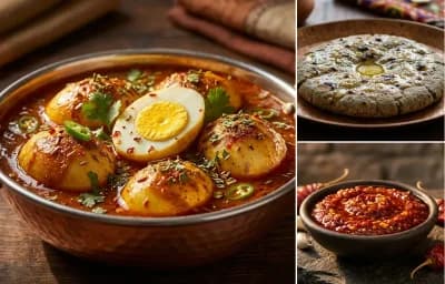 Egg Curry with Bajra Roti and Lehsun Chutney
