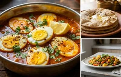 Egg curry + roti + sabzi
