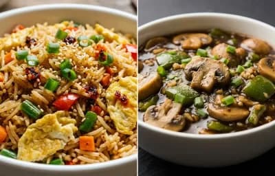 Egg Fried Rice with Mushroom Black Bean Sauce