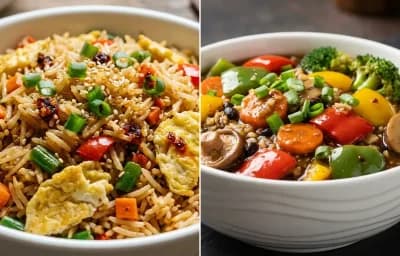 Egg Fried Rice with Vegetables in Black Bean Sauce