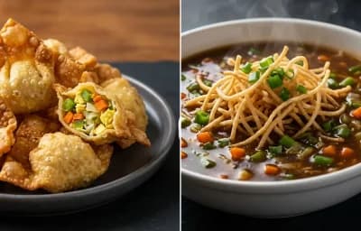 Egg Fried Wonton with Manchow Soup