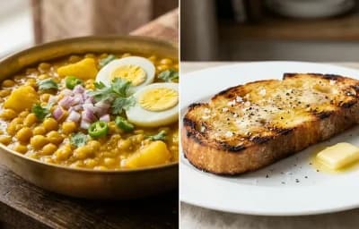 Egg Ghugni with Toasted Bread Slice