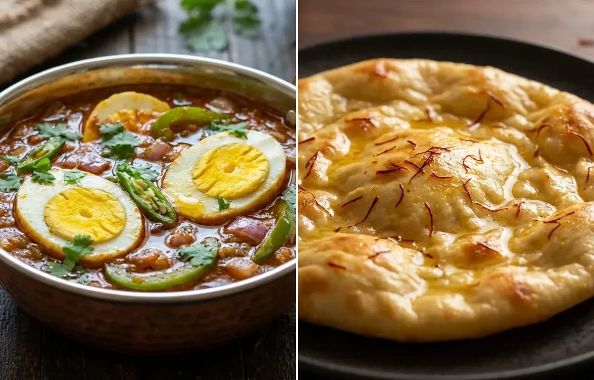 Egg Kanti with Saffron Sheermal