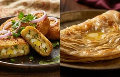 Egg Kebab with Warqi Paratha