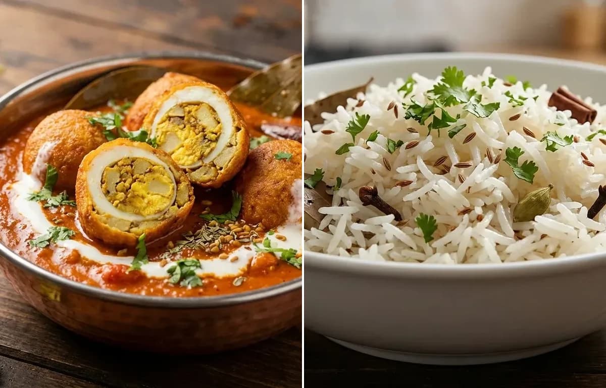 Egg Kofta Curry with Jeera Rice