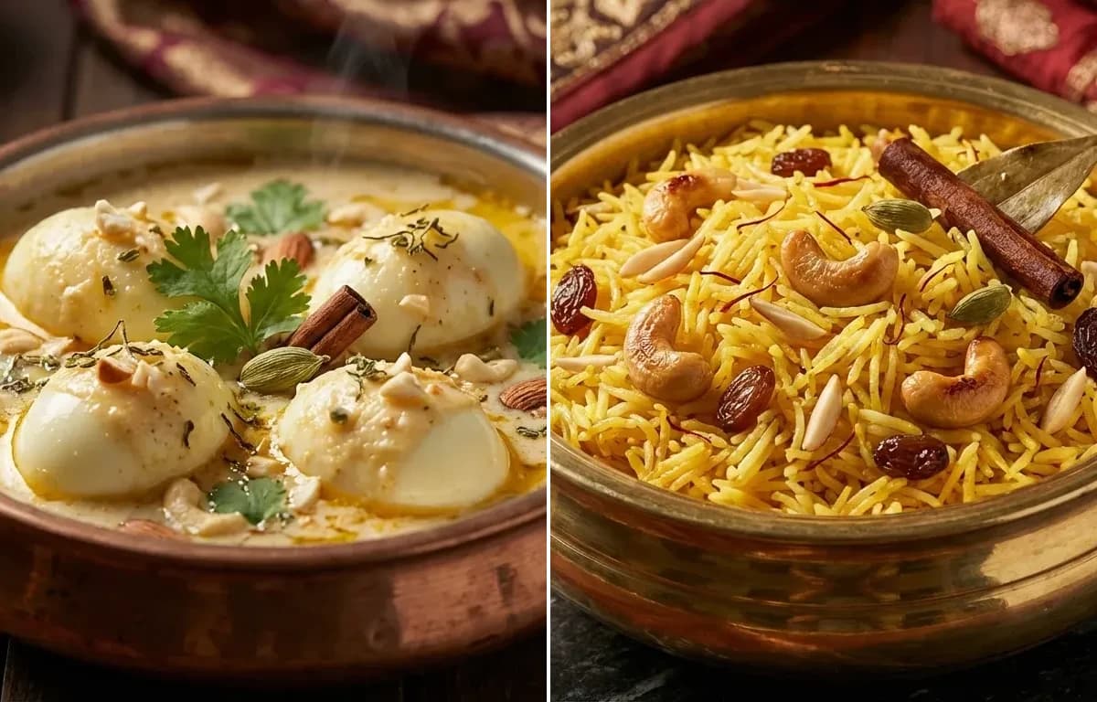 Egg Korma with Zaafrani Pulao