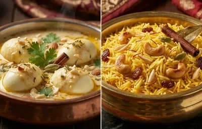 Egg Korma with Zaafrani Pulao