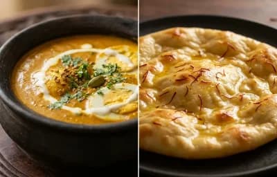 Egg Lazeez with Saffron Sheermal