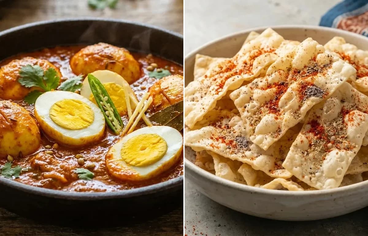 Egg Masala Curry with Chorafali