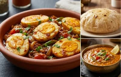 Egg Masala Dry with Phulka and Masoor Dal Tadka