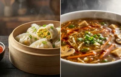 Egg Momos with Hot and Sour Soup