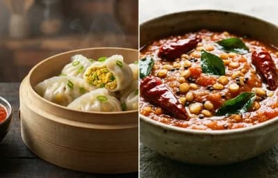 Egg Momos with Tomato Chutney