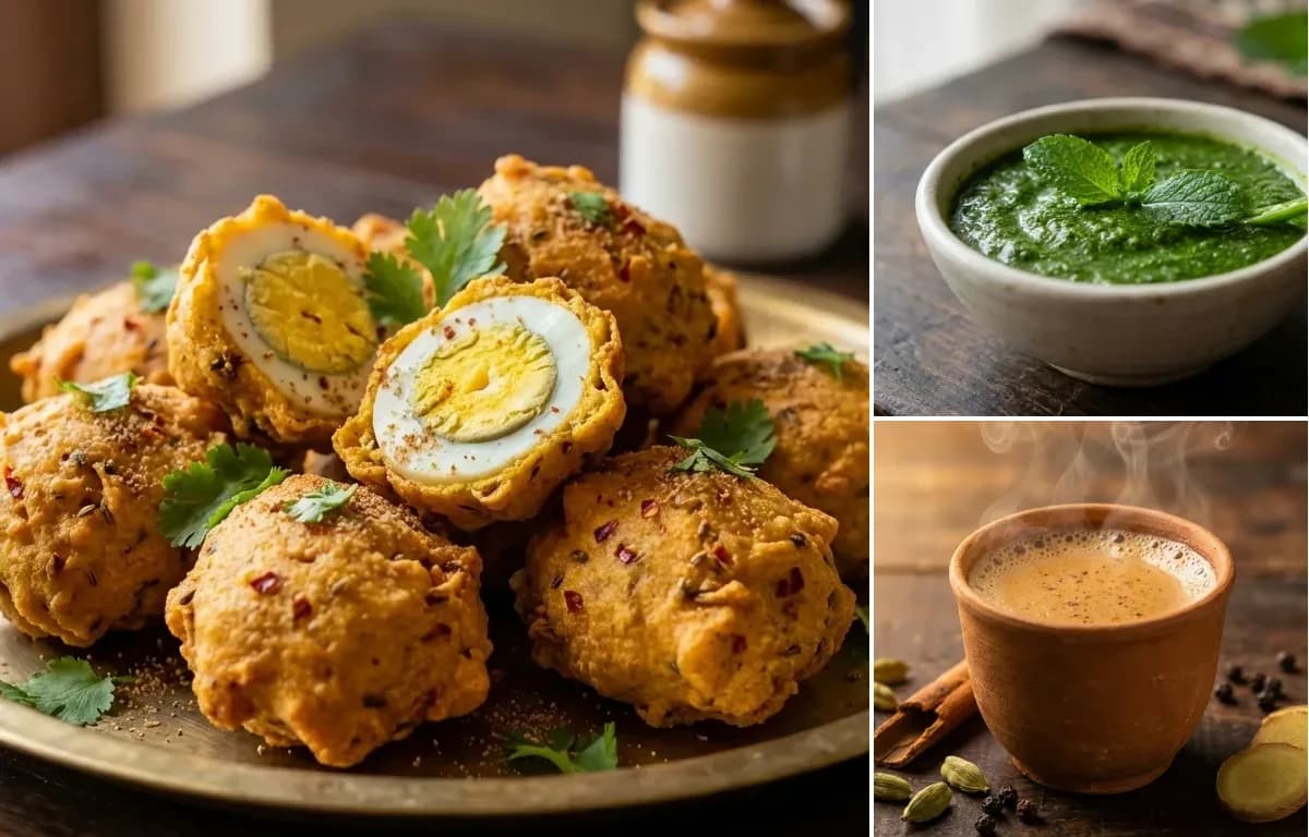 Egg Pakora, Mint Chutney and Masala Chai