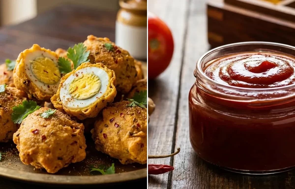 Egg Pakora with Tomato Ketchup