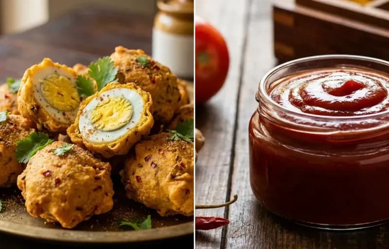 Egg Pakora with Tomato Ketchup